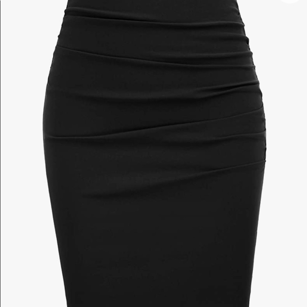 GRACE KARIN Womens Elegant Ruched Knee Length Slim Fit Business Skirt